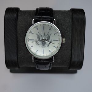 Men’s Silver Dial Eagle Emblem Quartz Watch